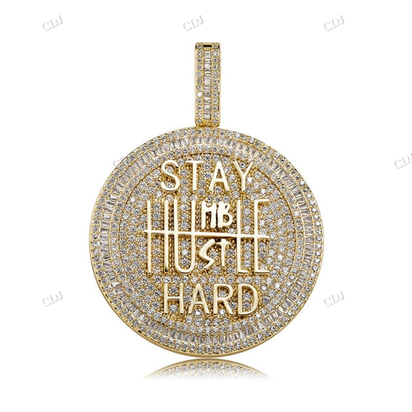 Trendy Rappers HUSTLE HARD Moissanite Iced Out Pendant hip hop jewelry CustomDiamJewel