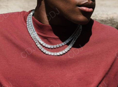 Baguette Diamond Square Shape Tennis Chain For Him  customdiamjewel   