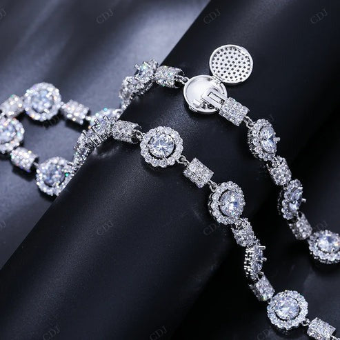 925 Silver Handmade Customized Moissanite Tunnel Link Bracelet hip hop jewelry CustomDiamJewel