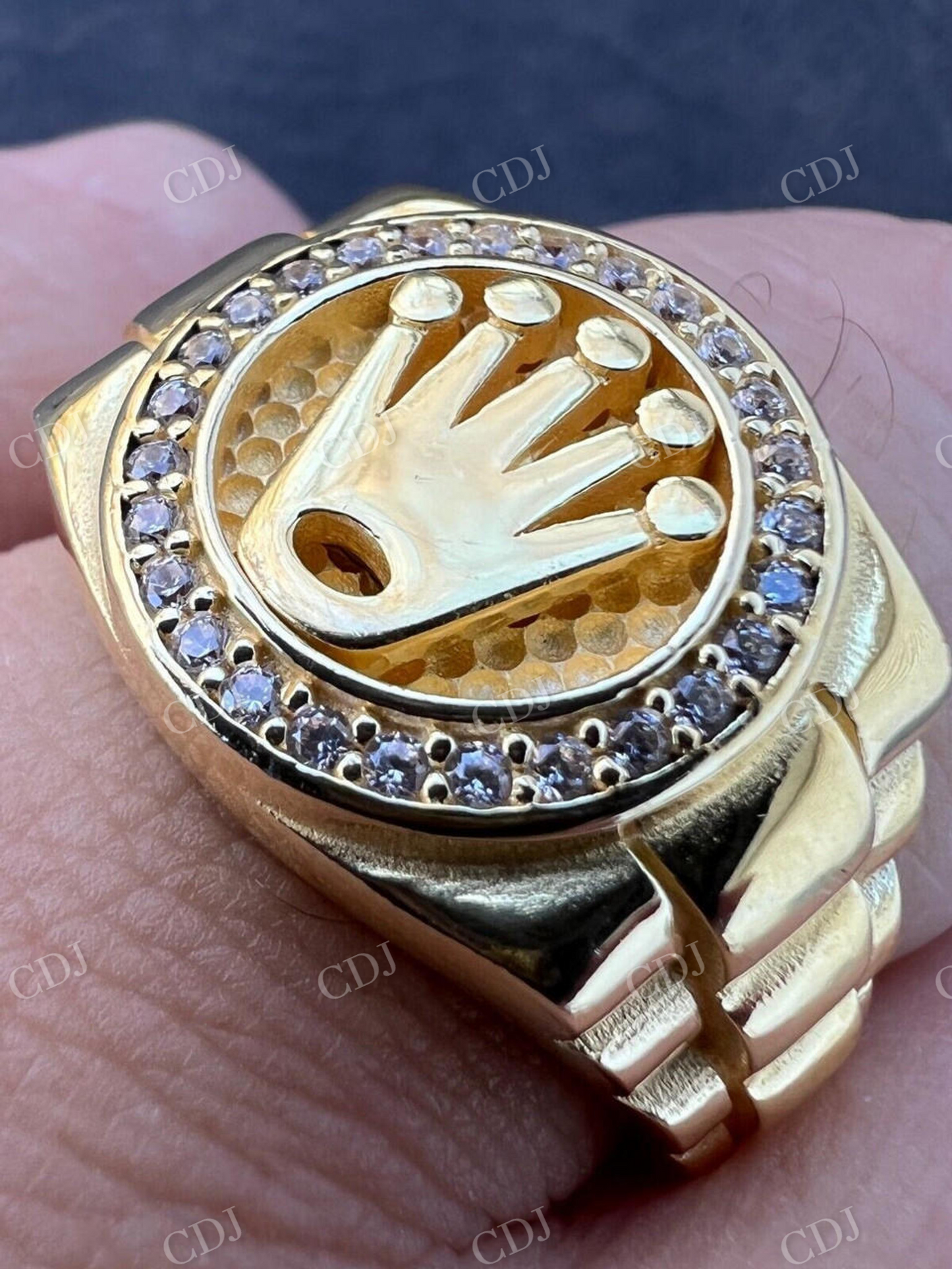 Round Cut Diamond Rolex Crown Hip Hop Ring  customdiamjewel   