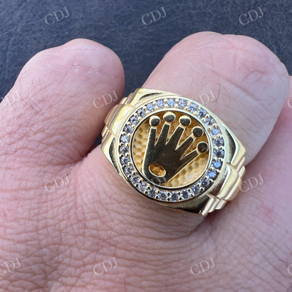 Round Cut Diamond Rolex Crown Hip Hop Ring  customdiamjewel   