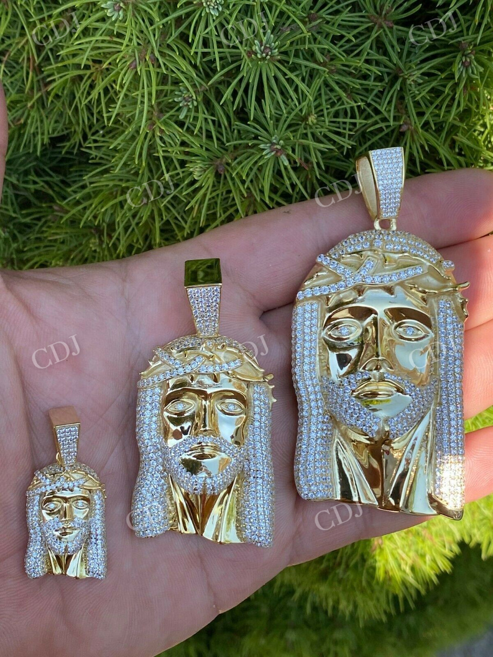 14k Gold Icy Jesus Piece Diamond Pendant For Men  customdiamjewel   