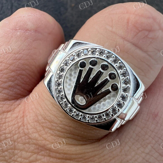 White Gold CVD diamond Rolex Crown Watch Ring  customdiamjewel   