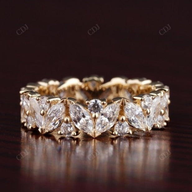 Marquise and Round Diamond Full Eternity Wedding Ring  customdiamjewel Sterling Silver Yellow Gold VVS-EF