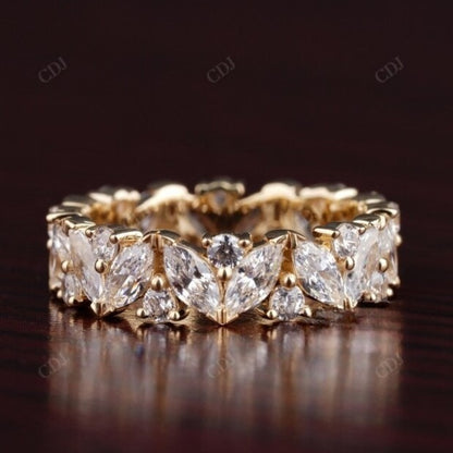 Marquise and Round Diamond Full Eternity Wedding Ring  customdiamjewel Sterling Silver Yellow Gold VVS-EF