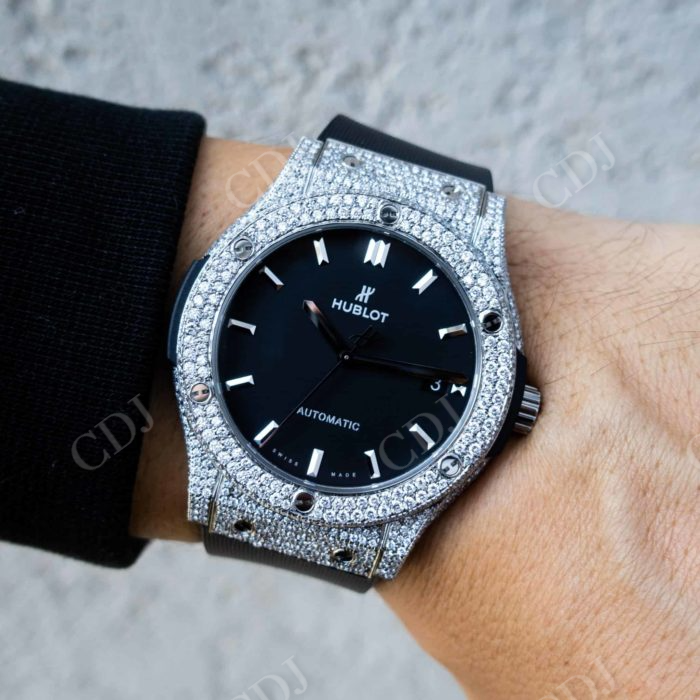 Hublot Black Dial Custom Diamond Watch  customdiamjewel   