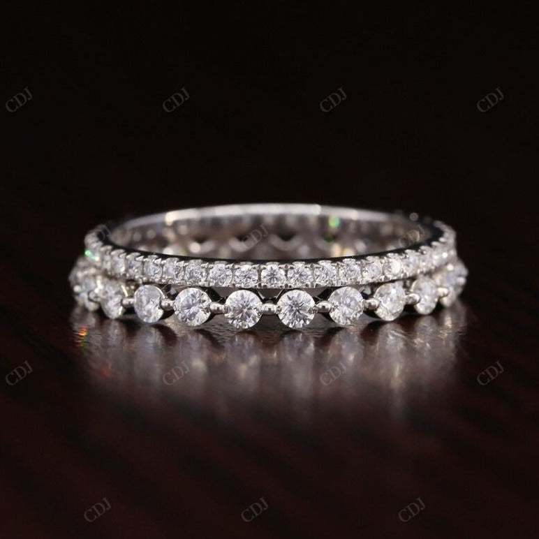 Round Cut Natural Diamond Floating Wedding Band  customdiamjewel Sterling Silver White Gold VVS-EF