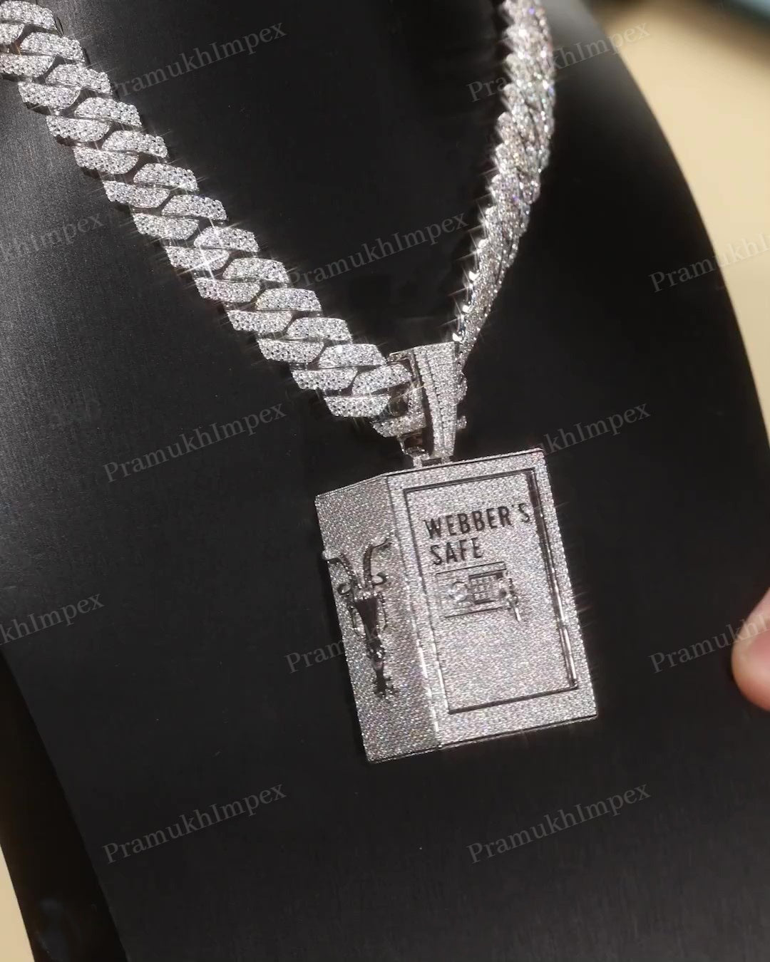 Iced Out Customized Webbers Safe Box Pendant hip hop jewelry CustomDiamJewel   