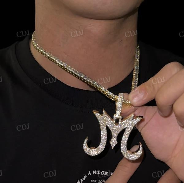 Custom Made Initial M Diamond Pendant For Men  customdiamjewel   