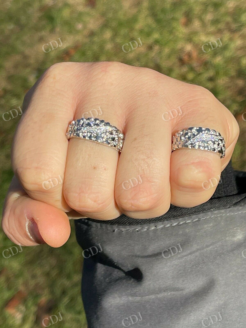 Iced Diamond Nugget Band Hip Hop Ring  customdiamjewel   