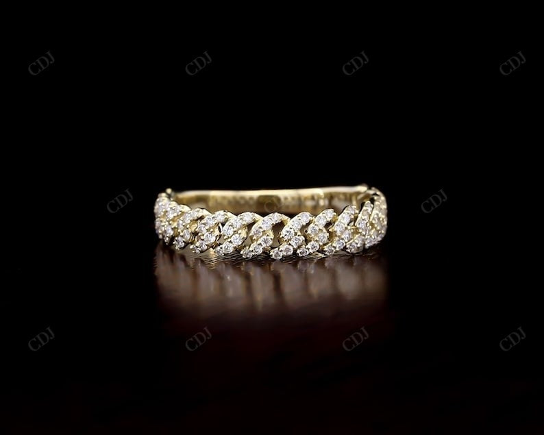 Natural Diamond Cuban Link Chain Wedding Band  customdiamjewel Sterling Silver Yellow Gold VVS-EF