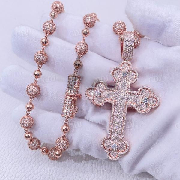 Iced Out Diamonds Cross Charm Pendant  customdiamjewel   