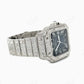 Cartier Santos Blue Dial Custom Diamond Watch  customdiamjewel   