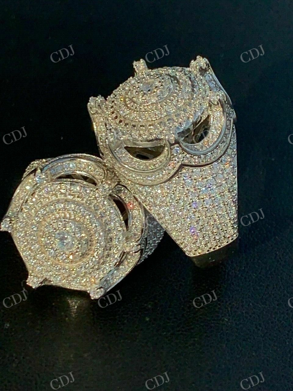 King Crown Diamond Bust Down Hip Hop Ring  customdiamjewel   