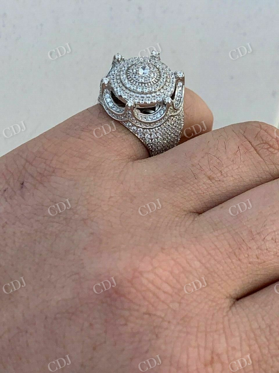 King Crown Diamond Bust Down Hip Hop Ring  customdiamjewel   