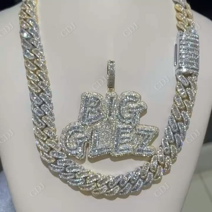 Customized Iced Out 925 Silver With Gold Plated Hip Hop Necklace hip hop jewelry CustomDiamJewel   