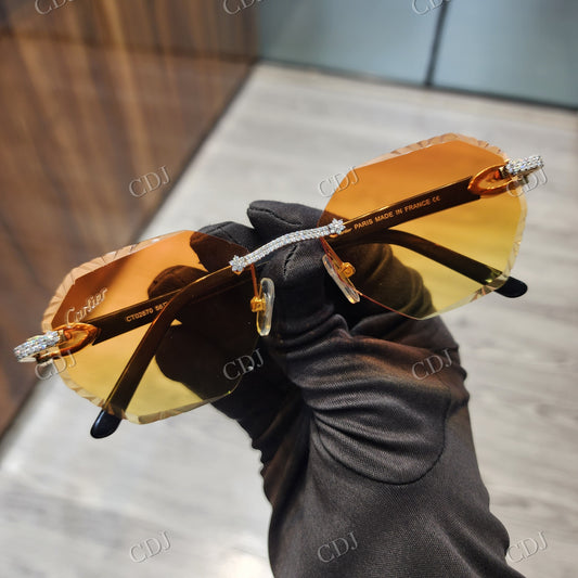 High Quality Yellow Shade Hip Hop Moissanite Custom Sunglasses customdiamjewel