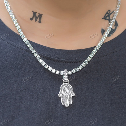 Small Moissanite Hamsa Hand Pendant hip hop jewelry CustomDiamJewel