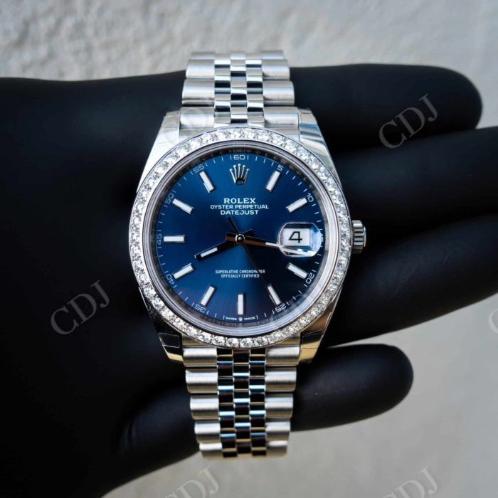 Blue Dial Diamond Bezel Rolex Watch  customdiamjewel   