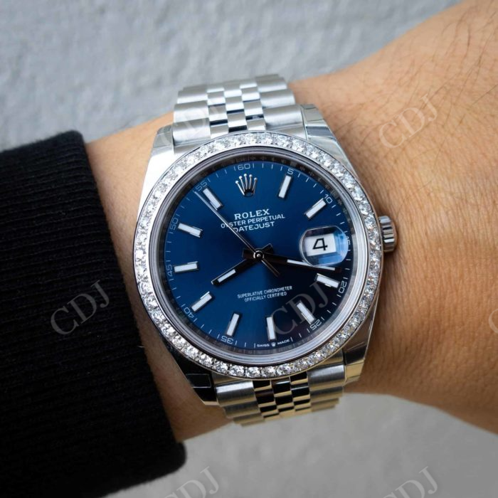 Blue Dial Diamond Bezel Rolex Watch  customdiamjewel   