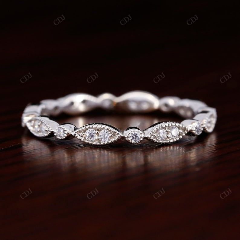 Art Deco Natural Diamond Full Eternity Wedding Band  customdiamjewel Sterling Silver White Gold VVS-EF