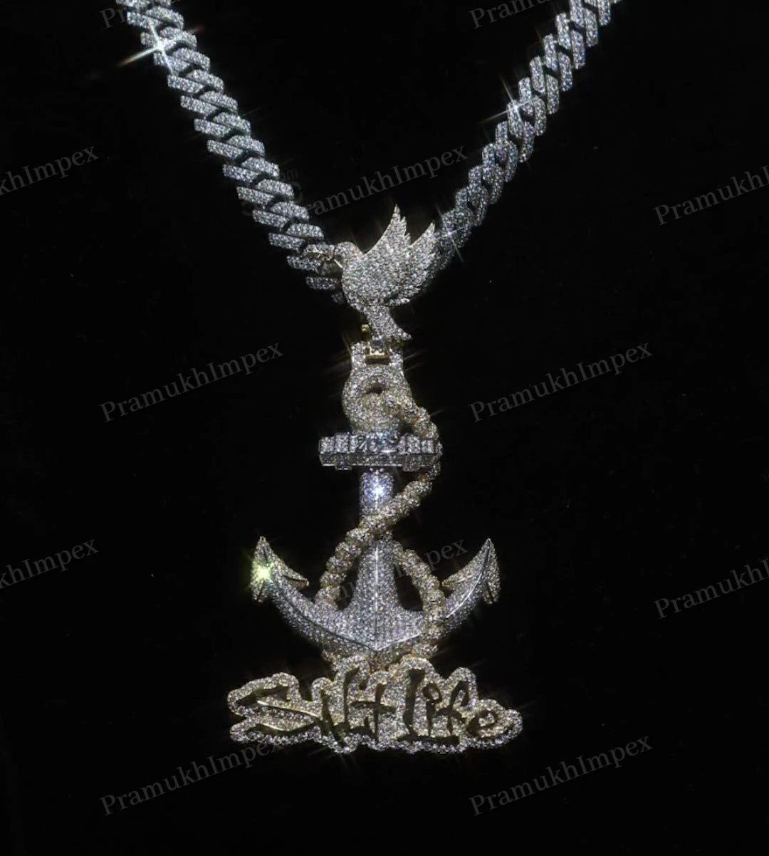 Mens Customs Hip Hop Iced Out Two Tone Pave Gold Plated Pendant hip hop jewelry CustomDiamJewel   