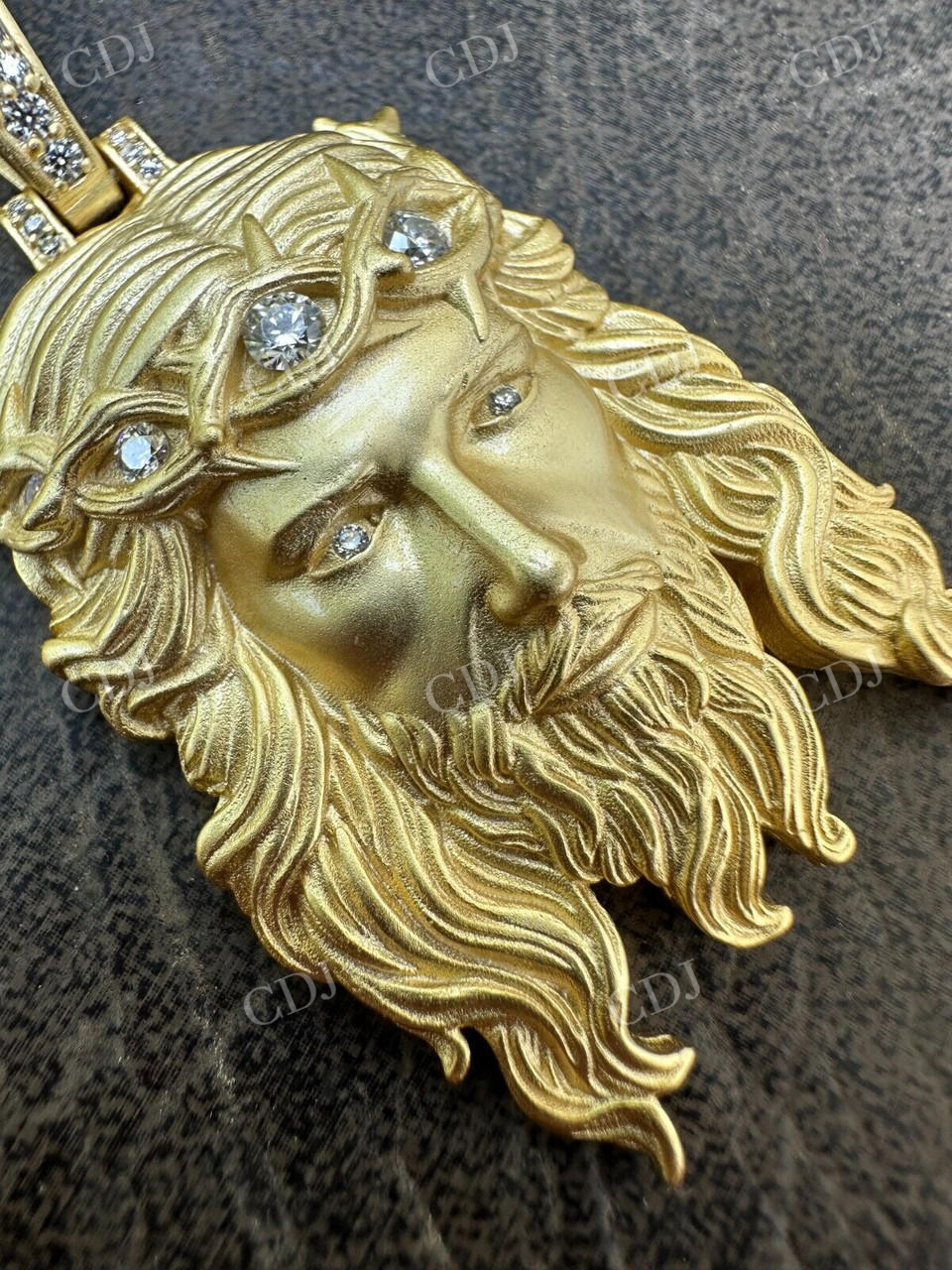 14K Gold Jesus Piece Iced Diamond Pendant  customdiamjewel   