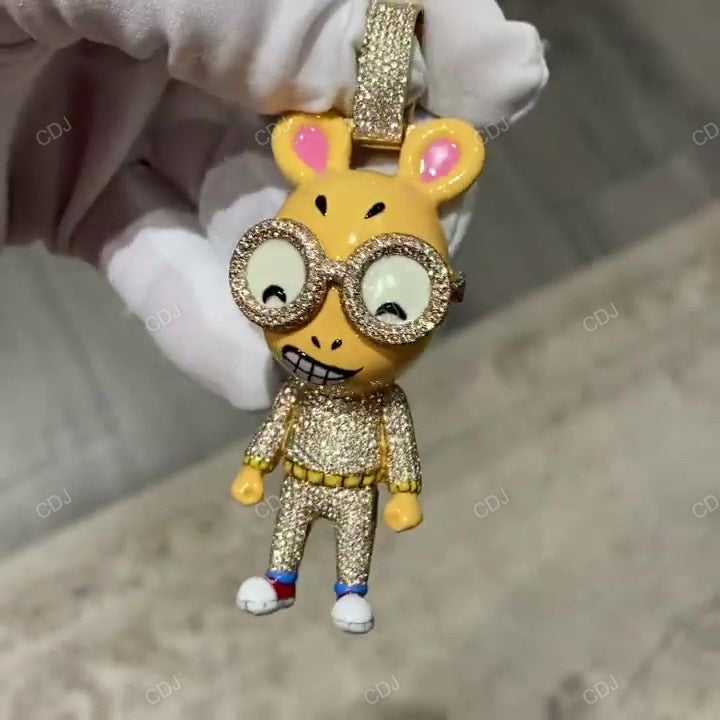 925 Silver Iced Out Charming Stewie Pendant hip hop jewelry CustomDiamJewel   