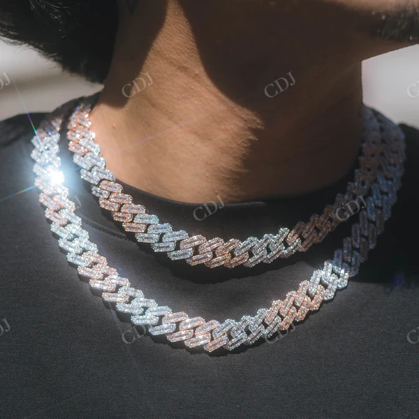 Two Tone Cuban Chain Necklace for Rapper Boy  customdiamjewel   