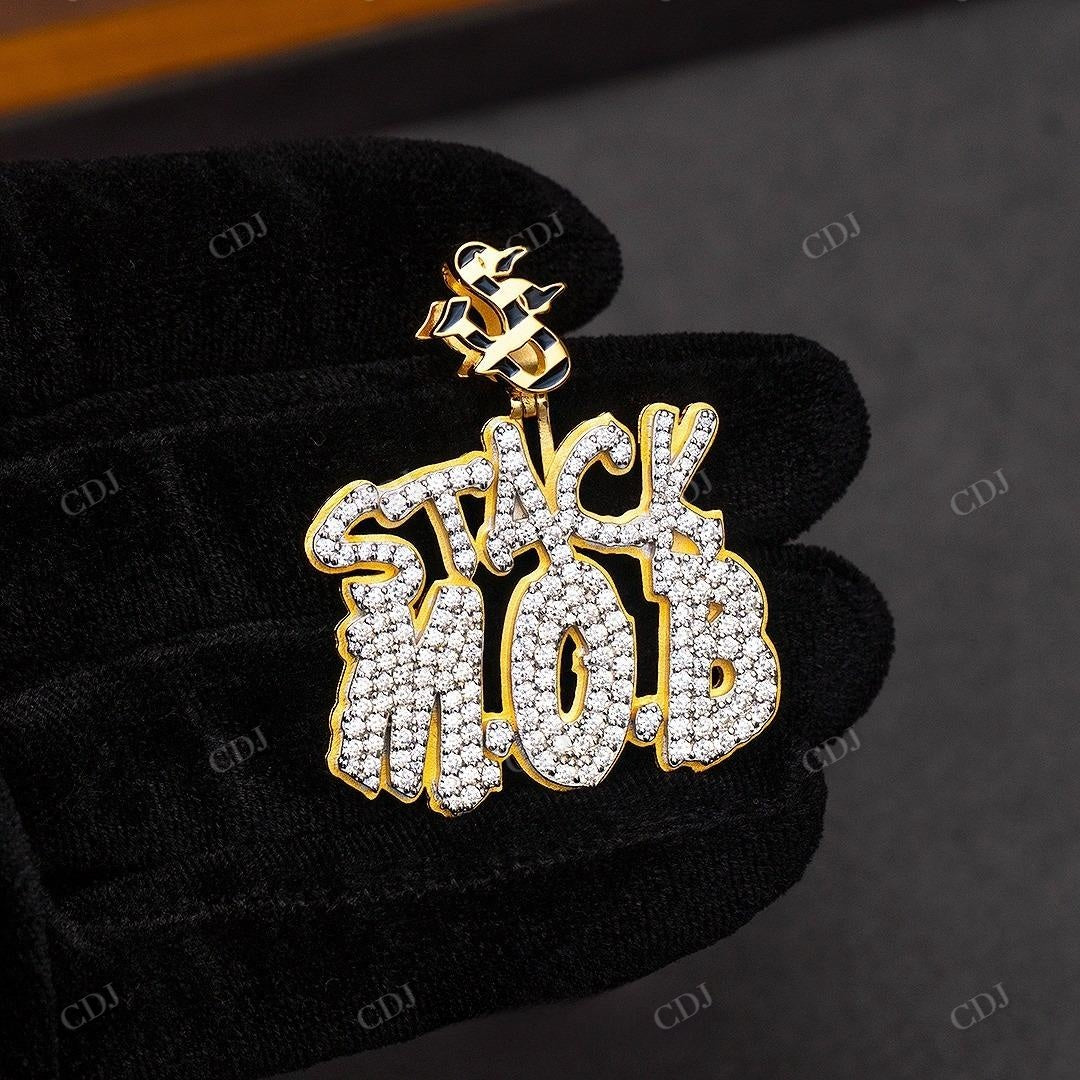 Custom Two Tone "STACK M.O.B." Diamond Hip Hop Style Pendant hip hop jewelry customdiamjewel   