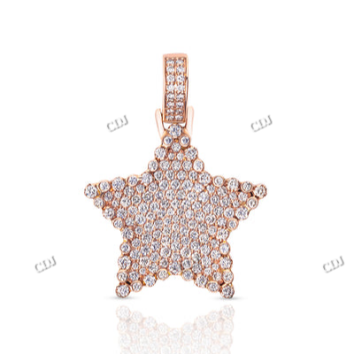 Round Cut Moissanite Diamond Star Design Iced Out Pendant hip hop jewelry CustomDiamJewel