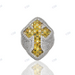 Baguette cut Yellow Color Diamond Fully Iced Out Cross Design Ring hip hop jewelry CustomDiamJewel