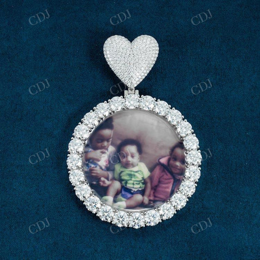 Round Cut Diamond Custom Photo Pendant  customdiamjewel   