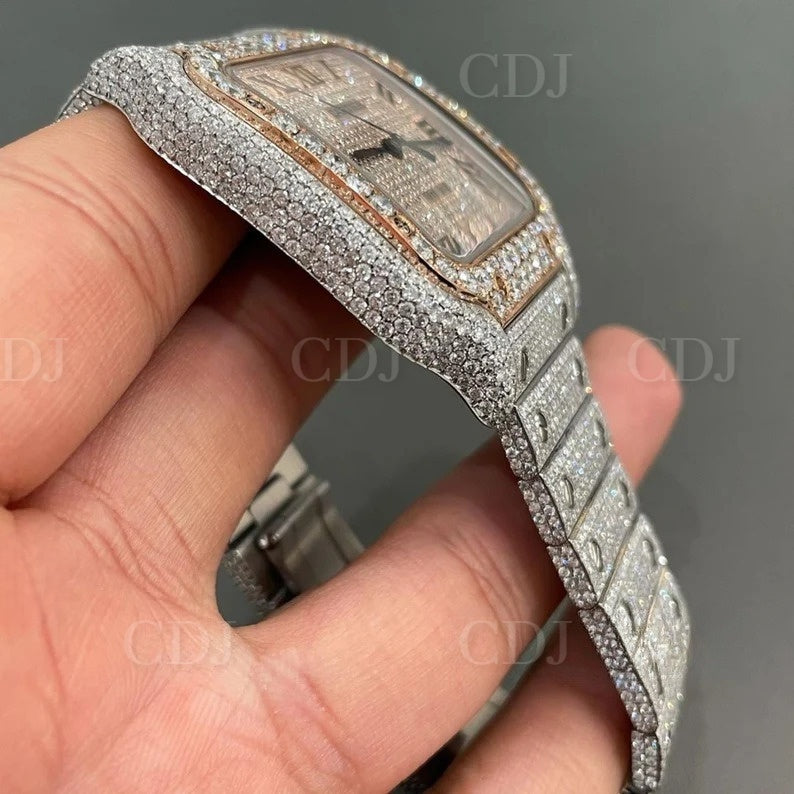 2023 Luxury Customized Automatics VVS Moissanite Diamond Watch Wrist Rose Gold Plated Iced Out Automatic Hip Hop Movement Watch  customdiamjewel   