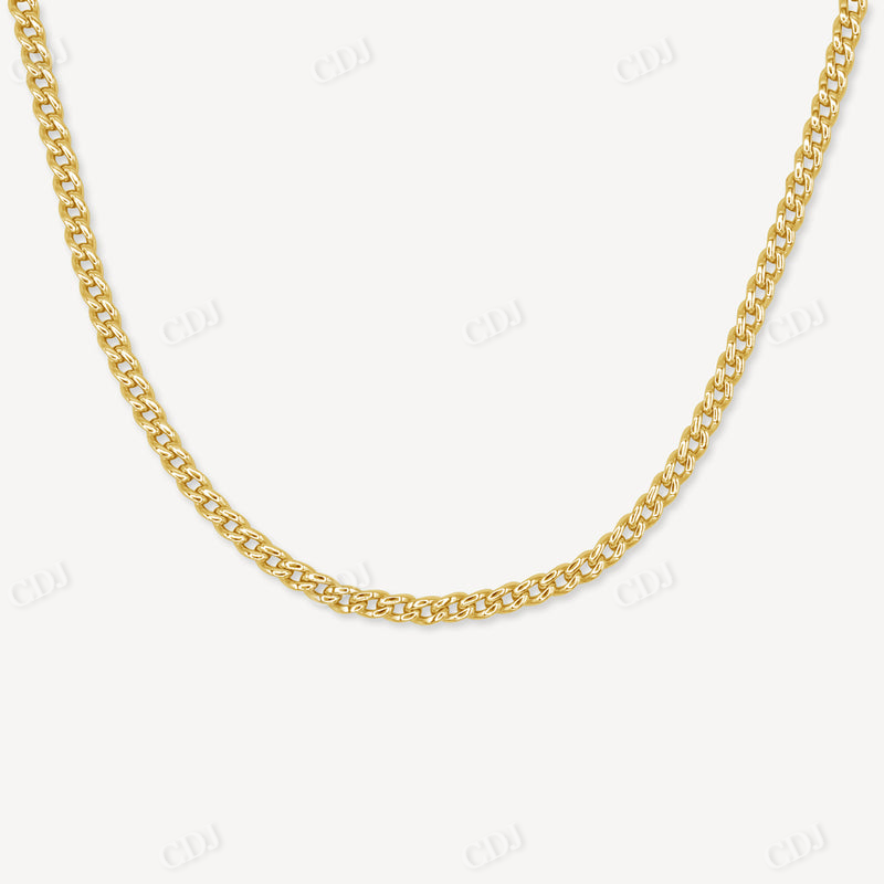 Classic Plain Gold Plated Cuban Link Chain For Men's  customdiamjewel   