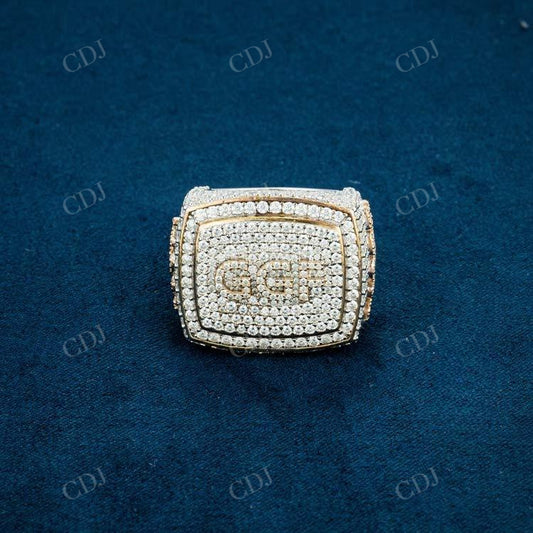 Solid Yellow Gold Iced Out Hip Hop Ring For Men hip hop jewelry customdiamjewel   