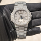 White Chrono Lab Grown Diamond Watch  customdiamjewel   