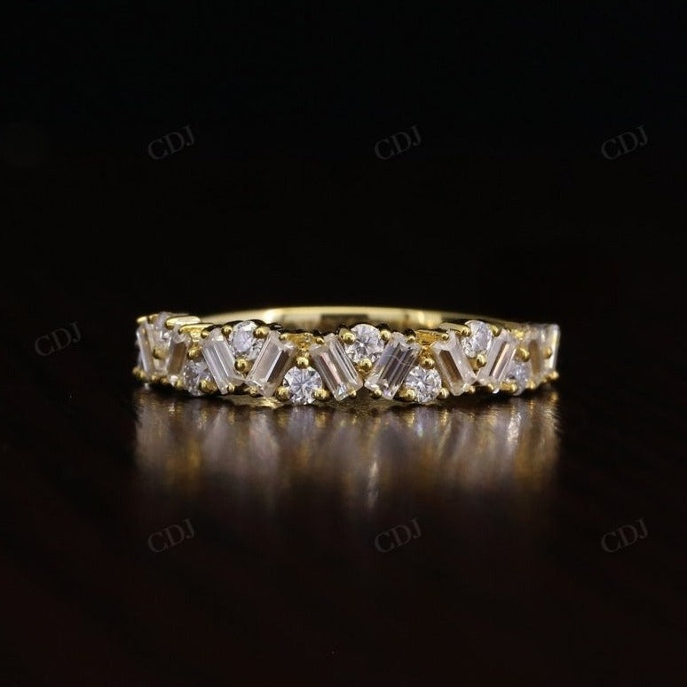 Baguette and Round Diamond Half Eternity Wedding Band  customdiamjewel   