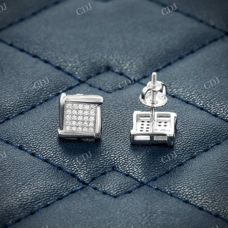 0.25CTW Round Cut Square Shape Hip Hop Earring hip hop jewelry customdiamjewel   