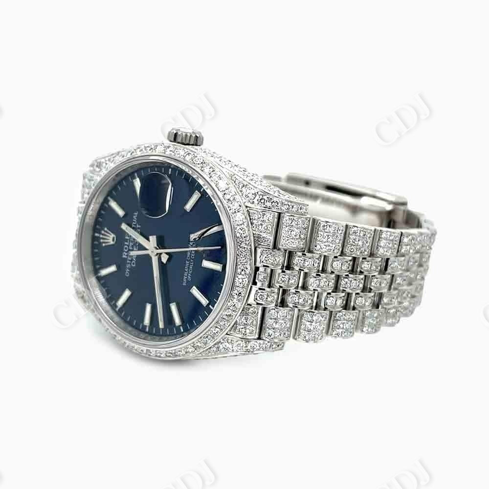 Blue Dial Rolex Custom Diamond Watch  customdiamjewel   