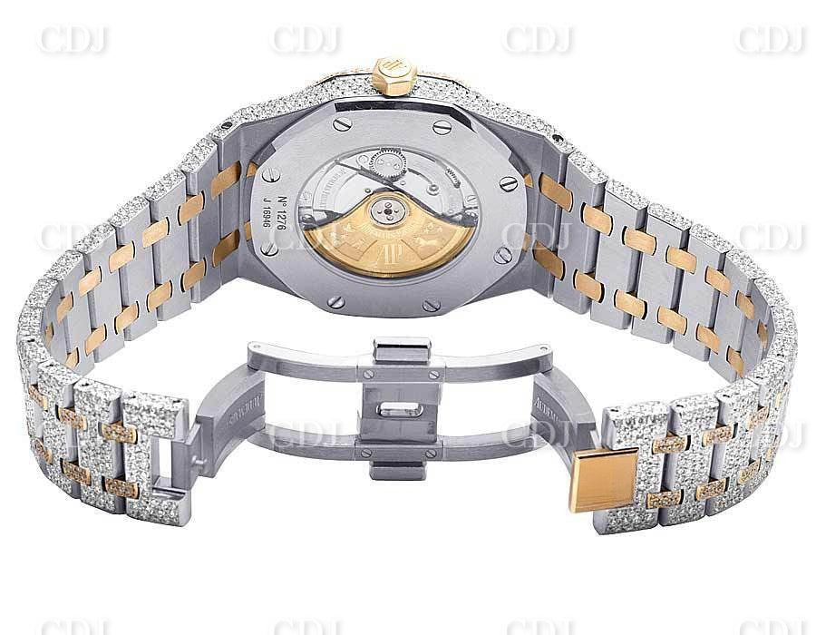 Iced Out VVS Moissanite Diamond Watch Date Just Watch 41MM AP Two Tone Gold Plated Watch 27.00 CTW (Approx)  customdiamjewel   