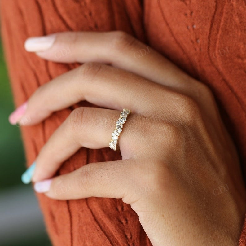 Baguette and Round Diamond Half Eternity Wedding Band  customdiamjewel   