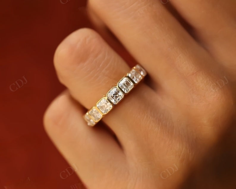 5.92CTW Asscher Cut Lab Grown Diamond Bezel Set Wedding Band  customdiamjewel   