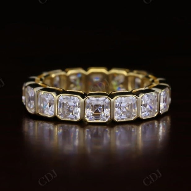 5.92CTW Asscher Cut Lab Grown Diamond Bezel Set Wedding Band  customdiamjewel   