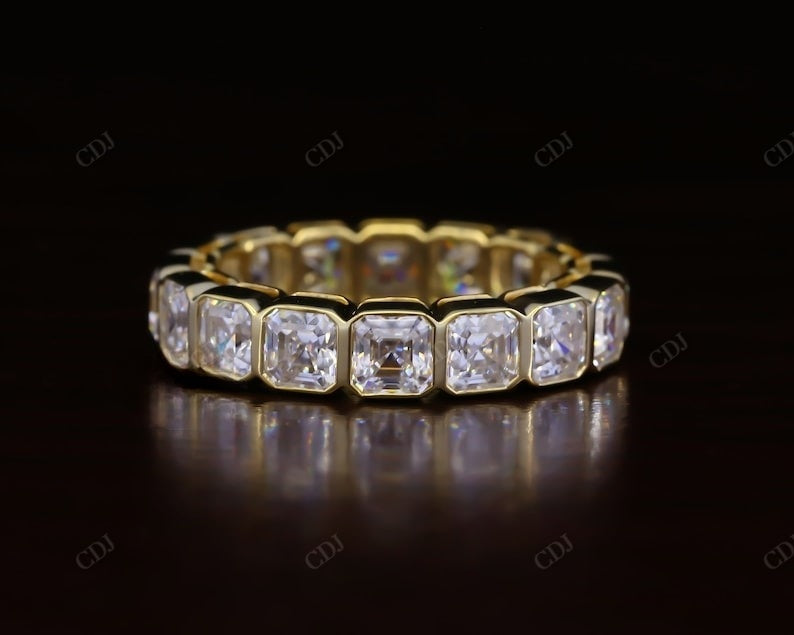 Asscher Cut Bezel Set Natural Diamond Wedding Band  customdiamjewel   