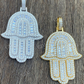 14K Gold Hamsa Hand Baguette Diamond Pendant  customdiamjewel   