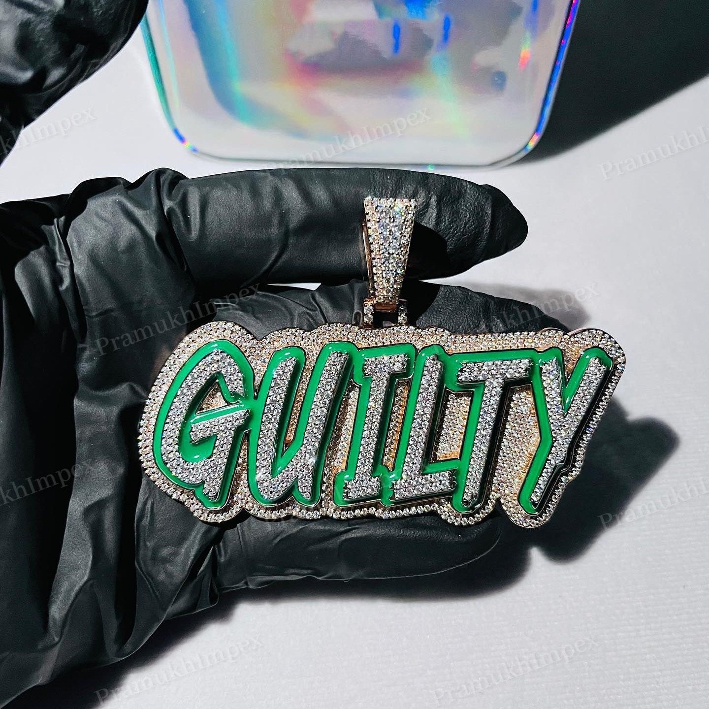 Enamel Printed GUILTY Letter Hip Hop Pendant hip hop jewelry CustomDiamJewel   