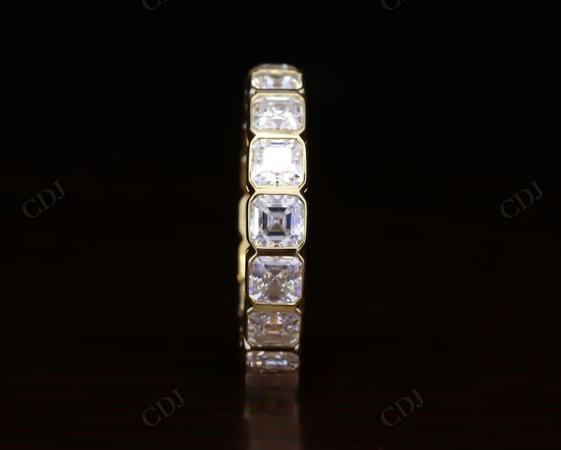 5.92CTW Asscher Cut Lab Grown Diamond Bezel Set Wedding Band  customdiamjewel   