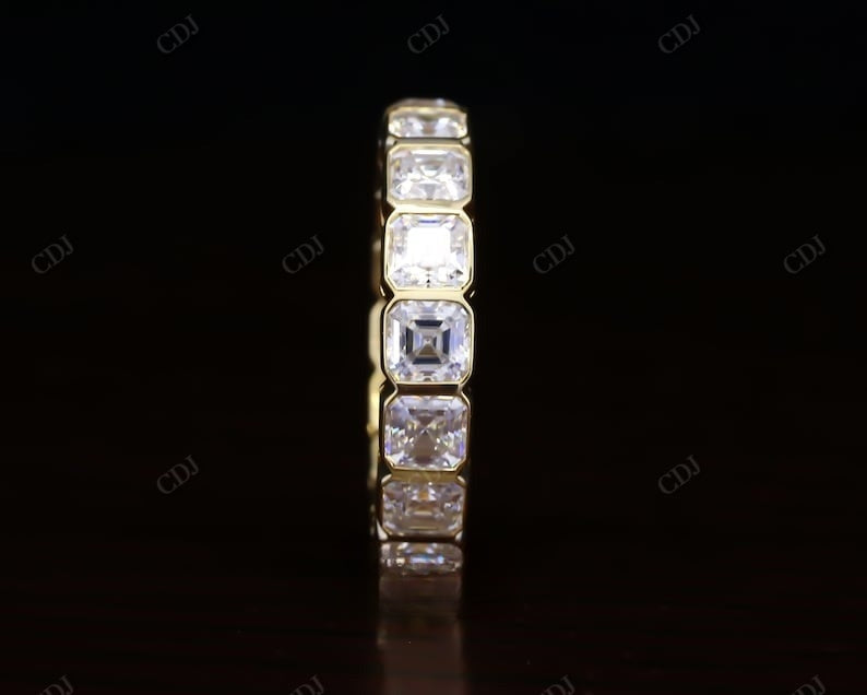 Asscher Cut Bezel Set Natural Diamond Wedding Band  customdiamjewel   