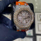 2 Tone Moissanite Diamond Set AP Chrono Orange Rubber Belt Watch hip hop jewelry CustomDiamJewel